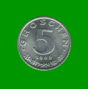 MONEDA DE AUSTRIA 5 GROSCHEN, AÑO 1982, ESTADO NUEVA.-
