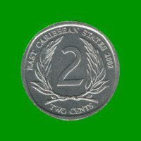 MONEDA DE CARIBE DEL ESTE 2 CENTAVOS, AÑO 2002, ESTADO NUEVA.-