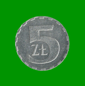 MONEDA DE POLONIA 5 ZLOTY, AÑO 1990, ESTADO USADA.-