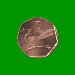 MONEDA DE BOTSWANA 5 THEBE, AÑO 1998, ESTADO NUEVA.-