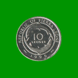 MONEDA DE SIERRA LEONA 10 LEONA, AÑO 1996, ESTADO NUEVA.-