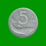 MONEDA DE ITALIA 5 LIRAS, AÑO 1955, ESTADO USADA.-