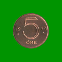 MONEDA DE SUECIA 5 ORE, AÑO 1973, ESTADO USADA.-