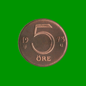 MONEDA DE SUECIA 5 ORE, AÑO 1973, ESTADO USADA.-