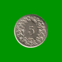 MONEDA DE SUIZA 5 RAPPEN, AÑO 1955, ESTADO USADA.-