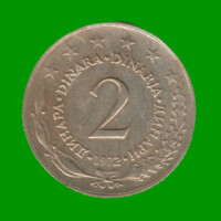 MONEDA DE YUGOSLAVIA 2 DINAR, AÑO 1972, ESTADO USADA.-
