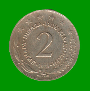 MONEDA DE YUGOSLAVIA 2 DINAR, AÑO 1972, ESTADO USADA.-