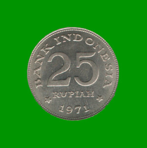 MONEDA DE INDONESIA 25 RUPIAS, AÑO 1971, ESTADO USADA.-