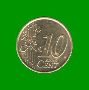 MONEDA DE ESPAÑA 10 CENTAVOS DE EURO, AÑO 1999, ESTADO USADA.-