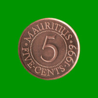 MONEDA DE MAURICIO 5 CENTIMOS, AÑO 1999, ESTADO NUEVA.-