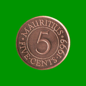 MONEDA DE MAURICIO 5 CENTIMOS, AÑO 1999, ESTADO NUEVA.-