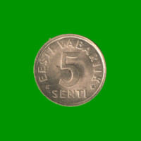 MONEDA DE ESTONIA 5 SENT, AÑO 1991, ESTADO USADA.-