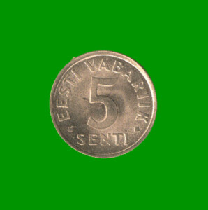MONEDA DE ESTONIA 5 SENT, AÑO 1991, ESTADO USADA.-