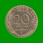 MONEDA DE FRANCIA 20 CENTAVOS, AÑO 1984, ESTADO USADA.-