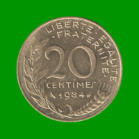 MONEDA DE FRANCIA 20 CENTAVOS, AÑO 1984, ESTADO USADA.-