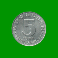 MONEDA DE AUSTRIA 5 GROSCHEN, AÑO 1985, ESTADO NUEVA.-