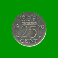 MONEDA DE HOLANDA 25 CENTAVOS, AÑO 1970, ESTADO USADA.-