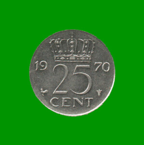 MONEDA DE HOLANDA 25 CENTAVOS, AÑO 1970, ESTADO USADA.-