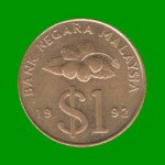 MONEDA DE MALASIA 1 RINGGIT, AÑO 1992, ESTADO USADA.-