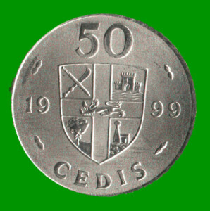 MONEDA DE GHANA 50 CEDI, AÑO 1999, ESTADO NUEVA.-