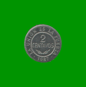 MONEDA DE BOLIVIA 2 CENTAVOS, AÑO 1987, ESTADO NUEVA.-