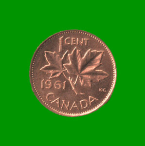 MONEDA DE CANADA 1 CENTAVO, AÑO 1961, ESTADO USADA.-