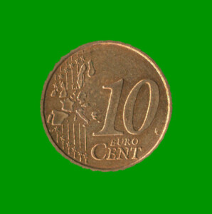 MONEDA DE ITALIA 10 CENTAVOS DE EURO, AÑO 2002, ESTADO USADA.-