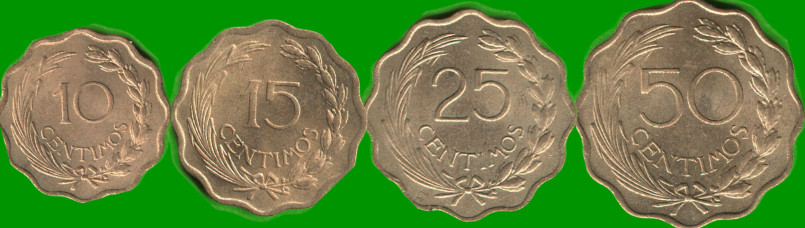 PARAGUAY SET DE CUATRO MONEDAS  10, 15, 25 Y 50 CENTIMOS, AÑO 1953, ESTADO NUEVAS.-