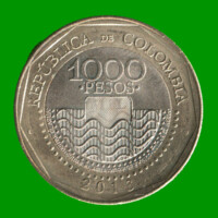 MONEDA DE COLOMBIA $ 1.000 PESOS, BIMETALICA, AÑO 2013, ESTADO USADA.-