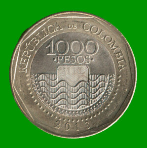 MONEDA DE COLOMBIA $ 1.000 PESOS, BIMETALICA, AÑO 2013, ESTADO USADA.-