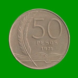 MONEDA DE URUGUAY $ 50,00 , AÑO 1971, ESTADO USADA.-