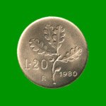 MONEDA DE ITALIA 20 LIRAS, AÑO 1980, ESTADO USADA.-