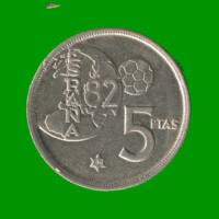 MONEDA DE ESPAÑA 5 PASETAS CONMEMORATIVA, AÑO 1980, ESTADO USADA.-
