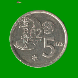 MONEDA DE ESPAÑA 5 PASETAS CONMEMORATIVA, AÑO 1980, ESTADO USADA.-