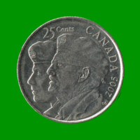 MONEDA DE CANADA 25 CENTAVOS, AÑO 2005, CONMEMORATIVA, EJERCITO, ESTADO NUEVA.-
