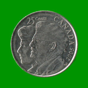 MONEDA DE CANADA 25 CENTAVOS, AÑO 2005, CONMEMORATIVA, EJERCITO, ESTADO NUEVA.-