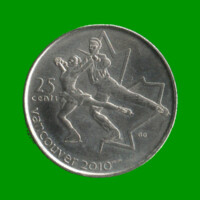 MONEDA DE CANADA 25 CENTAVOS, AÑO 2008, CONMEMORATIVA, PATINAJE EN PAREJA, ESTADO NUEVA.-