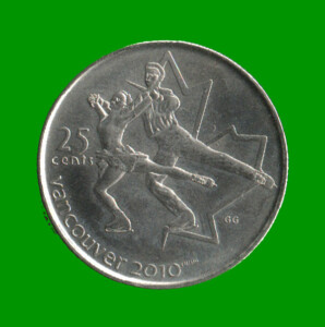 MONEDA DE CANADA 25 CENTAVOS, AÑO 2008, CONMEMORATIVA, PATINAJE EN PAREJA, ESTADO NUEVA.-