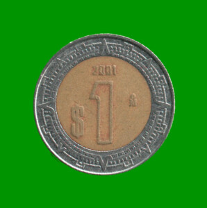 MONEDA DE MEXICO 1 PESO, BIMETALICA, AÑO 2001, ESTADO USADA.-