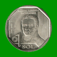 MONEDA DE PERU 1 SOL, AÑO 2022, CONMEMORATIVA, MANUEL LORENZO DE VIDAURRE, ESTADO NUEVA.-