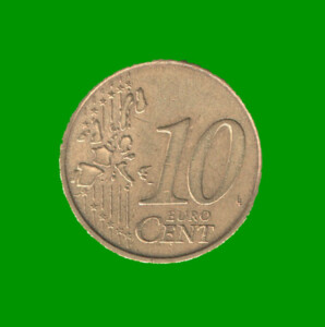 MONEDA DE PORTUGAL 10 CENTAVOS DE EURO, AÑO 2002, ESTADO USADA.-