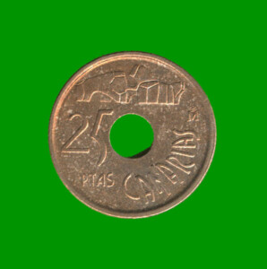 MONEDA DE ESPAÑA 25 PASETAS CONMEMORATIVA, AÑO 1994, ESTADO USADA.-