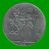 MONEDA DE ITALIA 100 LIRAS, AÑO 1981, ESTADO USADA.-