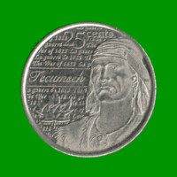 MONEDA DE CANADA 25 CENTAVOS, AÑO 2012, CONMEMORATIVA, TECUMSEH, ESTADO NUEVA.-