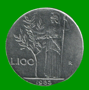 MONEDA DE ITALIA 100 LIRAS, AÑO 1983, ESTADO USADA.-