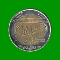 MONEDA DE PERU 2 NUEVOS SOLES, BIMETALICA, AÑO 2012, ESTADO USADA.-