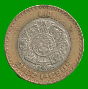 MONEDA DE MEXICO 10 PESOS, BIMETALICA, AÑO 2006, ESTADO USADA.-