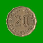 MONEDA DE URUGUAY  20 CENTECIMOS, AÑO 1977, ESTADO USADA.-