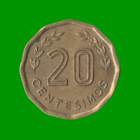 MONEDA DE URUGUAY  20 CENTECIMOS, AÑO 1977, ESTADO USADA.-