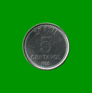 MONEDA DE BRASIL 5 CENTAVOS, AÑO 1986, ESTADO NUEVA.-